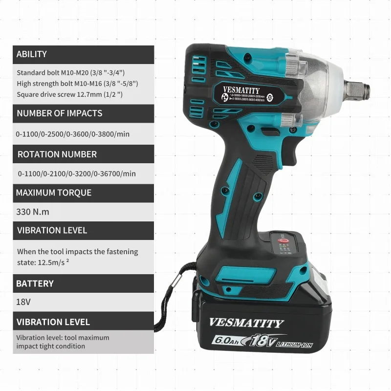 Brushless Cordless Wrench Tool - Power Tools Battery Repair ulasan dan harga